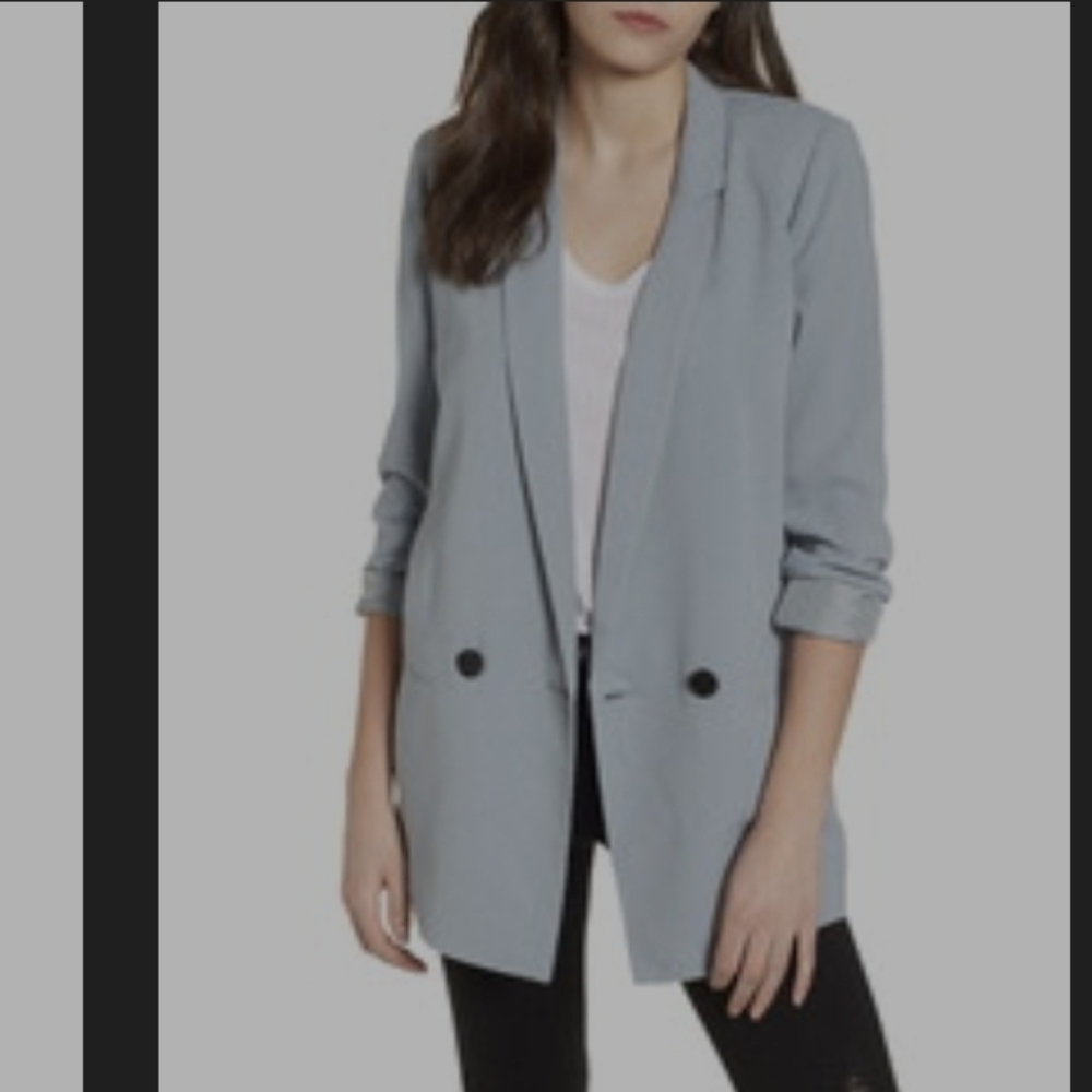Mural Oversized Women's Light Blue Blazer Sz Medium Boyfriend Blazer